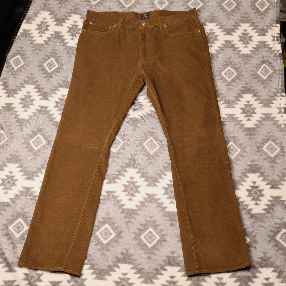 J.Crew The Sutton Brown Corduroy Pants Mens 36x32 Straight Leg 100% Cotton